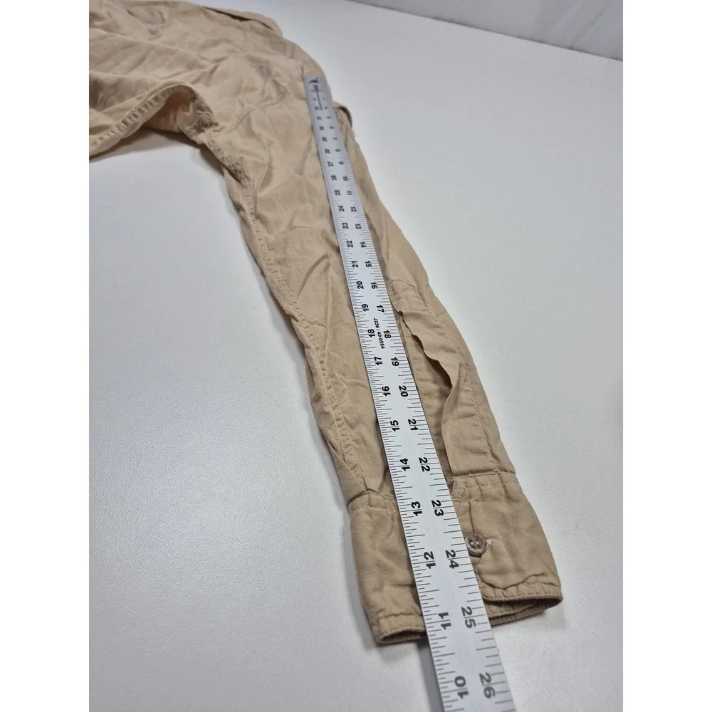 VTG Banana Republic Shirt Mens L Beige Safari Utility L/S Button Up Pockets